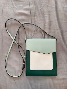 Colorblock Crossbody Bag in Dark Green, Pale Mint & Cream
